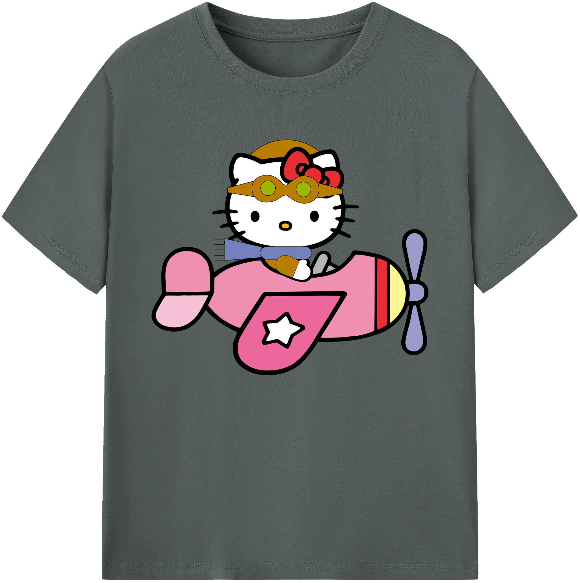 （画像用） Hello Kitty ハローキティ 綿100％ メンズ半袖Tシャツ｜肌触りやわらか＆通気性